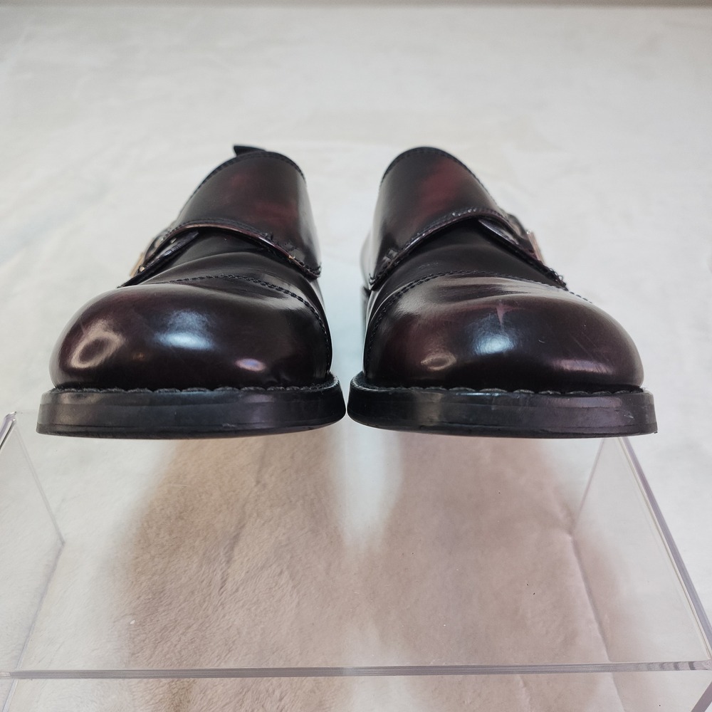 Vintage 90s Oxblood Leather Monk Strap Loafers Womens 8.5 Chunky Cyber Goth - Picture 6 of 13